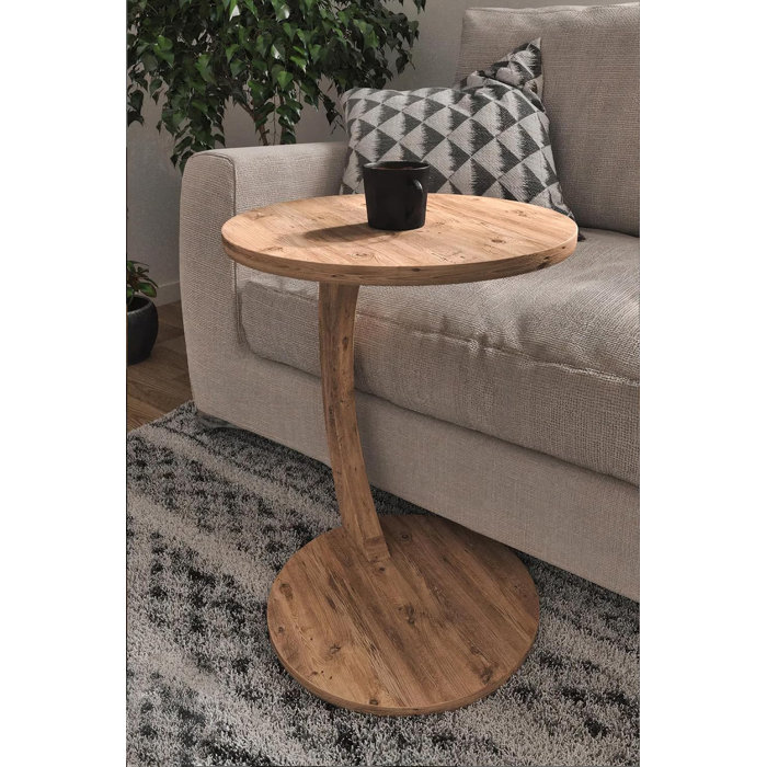 George Oliver Jermichael C-Shaped Round End Table with Rolling Wheels ...